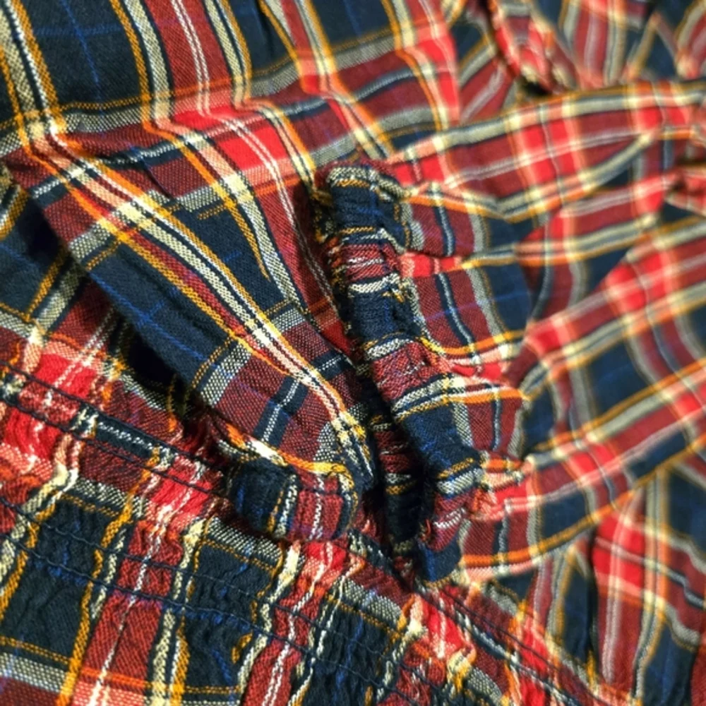 Old Navy Girls Plaid Ruffle Trim Long Sleeve Shirt Red & Blue NWT Size 8 Medium‎